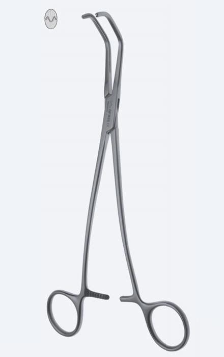 Зажими судинні De Bakey-Satinsky, зубці De Bakey, вигнуті, довж щелепи 32 мм, загальна довжина 235 мм. Бренд - Asanus Medizintechnik Gmb, Німеччина